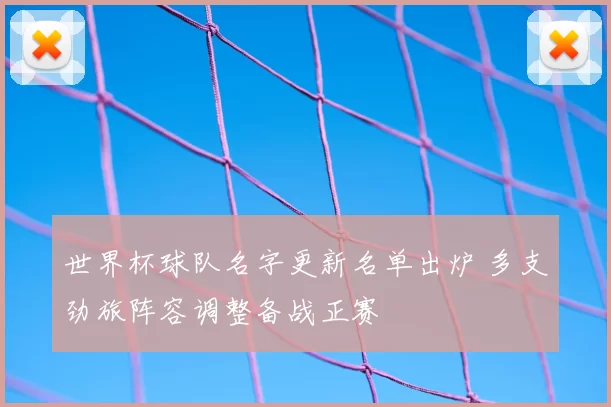 世界杯球队名字更新名单出炉 多支劲旅阵容调整备战正赛